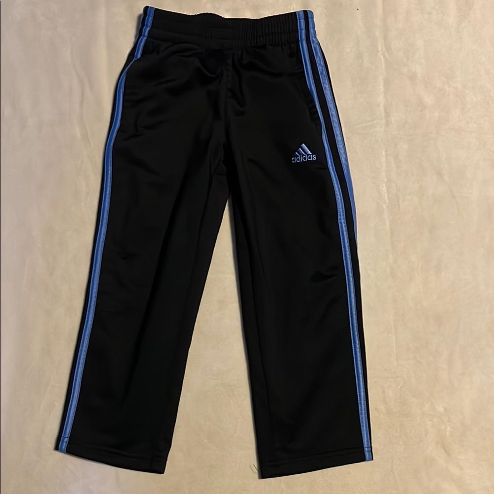 Adidas Black and Blue Sweatpants with Iconic Stripes